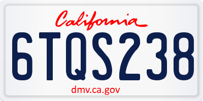 CA license plate 6TQS238