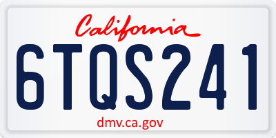 CA license plate 6TQS241