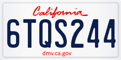 CA license plate 6TQS244