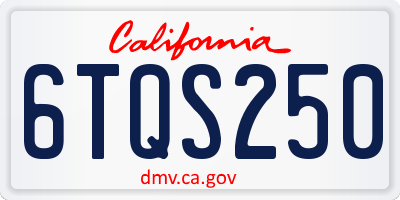 CA license plate 6TQS250
