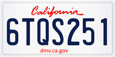 CA license plate 6TQS251