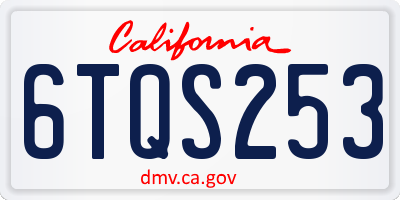 CA license plate 6TQS253