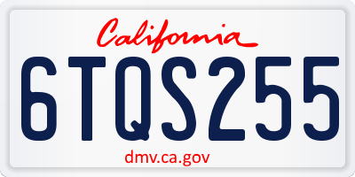 CA license plate 6TQS255