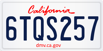 CA license plate 6TQS257