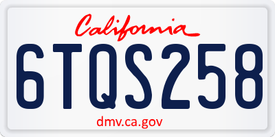 CA license plate 6TQS258