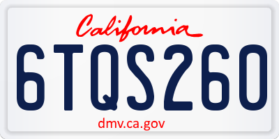 CA license plate 6TQS260