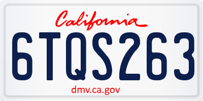 CA license plate 6TQS263