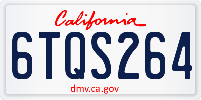 CA license plate 6TQS264