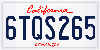 CA license plate 6TQS265