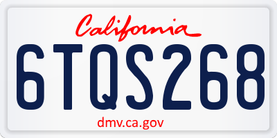 CA license plate 6TQS268