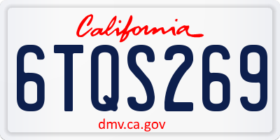 CA license plate 6TQS269