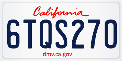 CA license plate 6TQS270