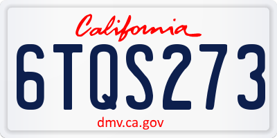 CA license plate 6TQS273