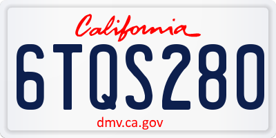 CA license plate 6TQS280