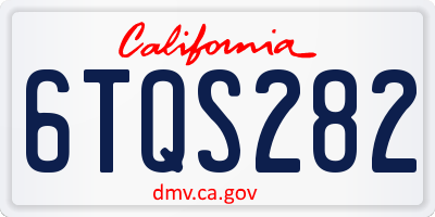 CA license plate 6TQS282