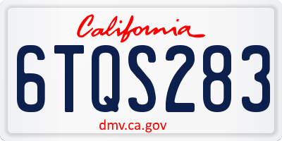 CA license plate 6TQS283