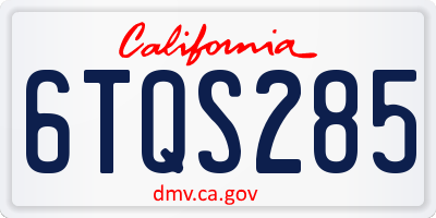 CA license plate 6TQS285