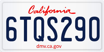 CA license plate 6TQS290