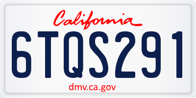 CA license plate 6TQS291