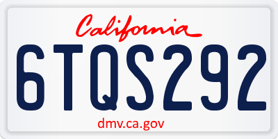 CA license plate 6TQS292