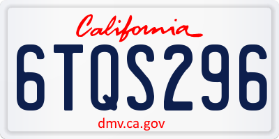 CA license plate 6TQS296