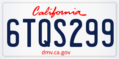 CA license plate 6TQS299