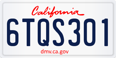 CA license plate 6TQS301