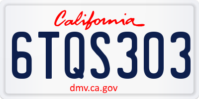 CA license plate 6TQS303