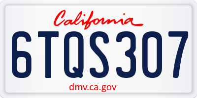 CA license plate 6TQS307