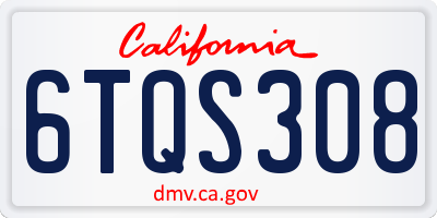 CA license plate 6TQS308