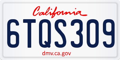 CA license plate 6TQS309