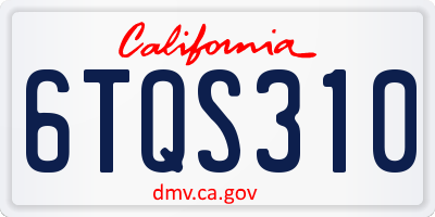 CA license plate 6TQS310
