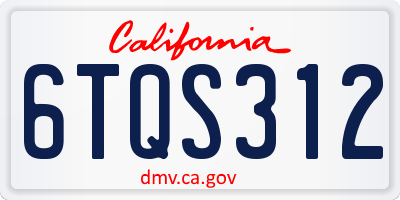 CA license plate 6TQS312