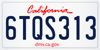 CA license plate 6TQS313