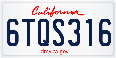 CA license plate 6TQS316