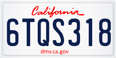 CA license plate 6TQS318