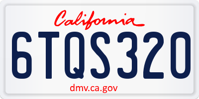 CA license plate 6TQS320