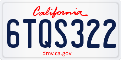 CA license plate 6TQS322