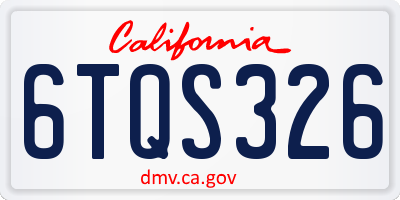 CA license plate 6TQS326