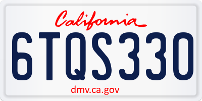 CA license plate 6TQS330