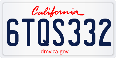 CA license plate 6TQS332