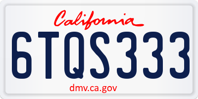 CA license plate 6TQS333