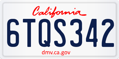 CA license plate 6TQS342