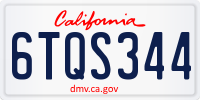 CA license plate 6TQS344