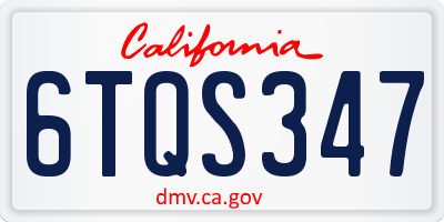 CA license plate 6TQS347