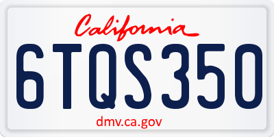 CA license plate 6TQS350