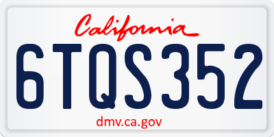 CA license plate 6TQS352