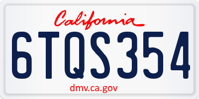 CA license plate 6TQS354