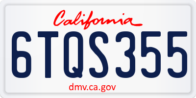 CA license plate 6TQS355