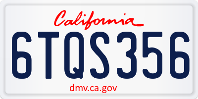 CA license plate 6TQS356